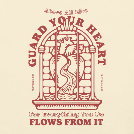 Guard Your Heart | Proverbs 4:23 | Maroon/Cream Cotton T-Shirt