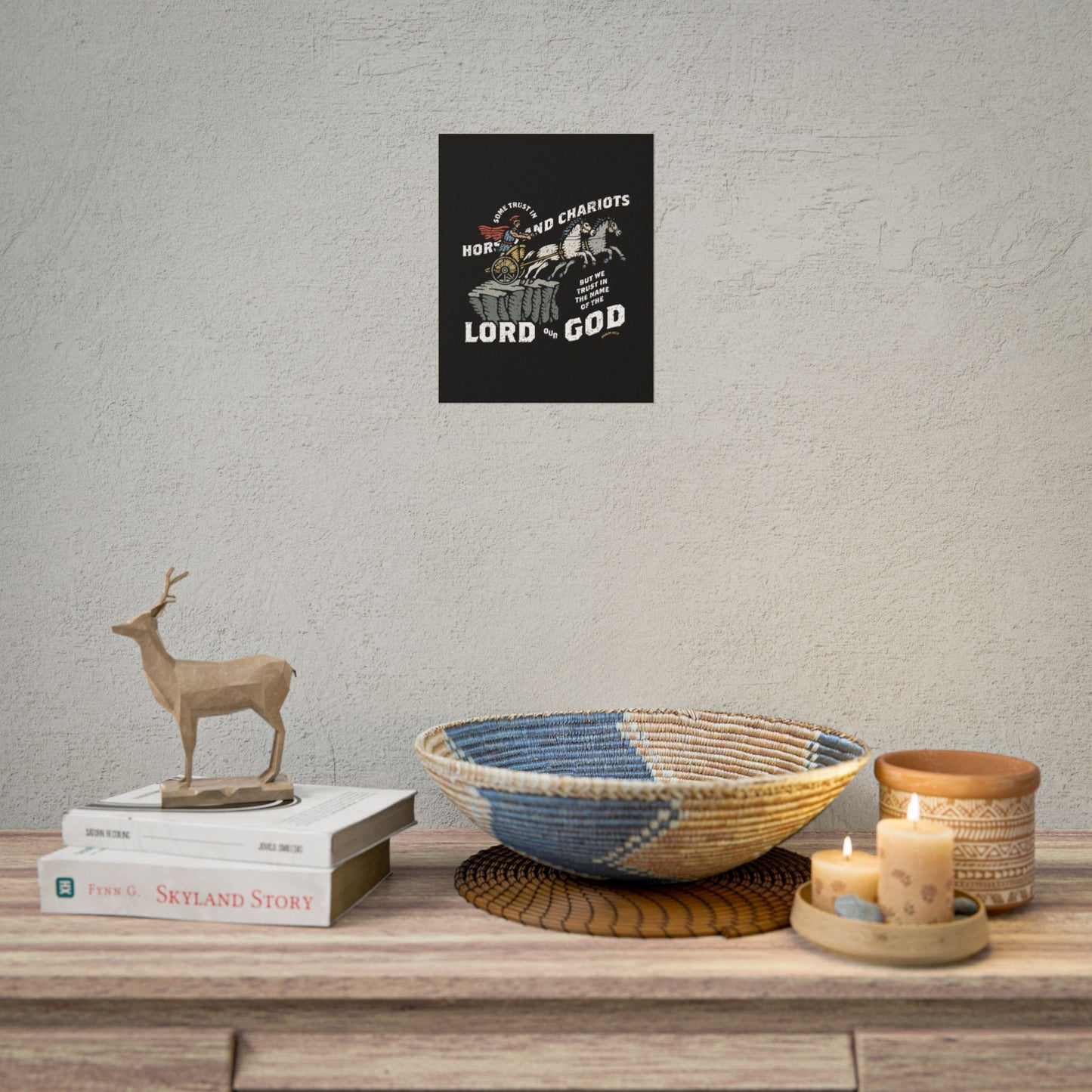 Psalm 20:7 Wall Art Print | Some Trust in Horses and Chariots, But We Trust in the Lord Our God – Christian Poster