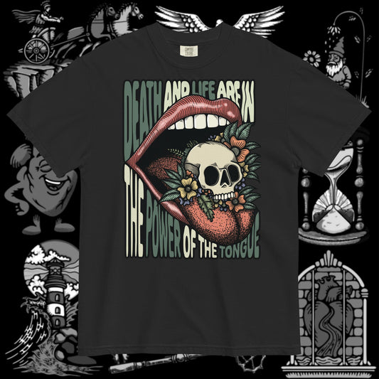 Speak Life - Proverbs 18:21 | Comfort Colors Cotton T-Shirt | Dark Mode