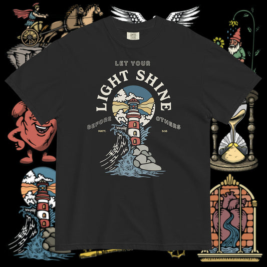 Let Your Light Shine | Matthew 5:16 | Lighthouse Christian Comfort Colors T-Shirt