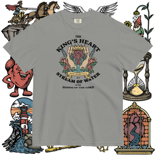 The King's Heart | Proverbs 21:1 | Light Mode Christian Comfort Colors T-Shirt