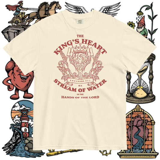 The King's Heart | Proverbs 21:1 | Maroon Design 100% Cotton