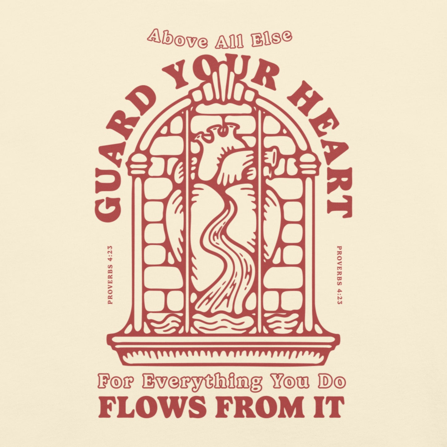 Guard Your Heart | Proverbs 4:23 | Maroon/Cream Cotton T-Shirt